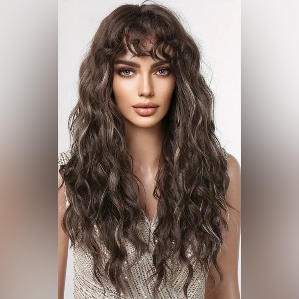 New Long Curly Brown Wig